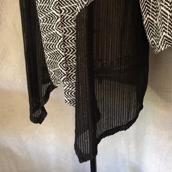 CHICO'S black white mesh kimono light cardigan 0X - Picture 14 of 14